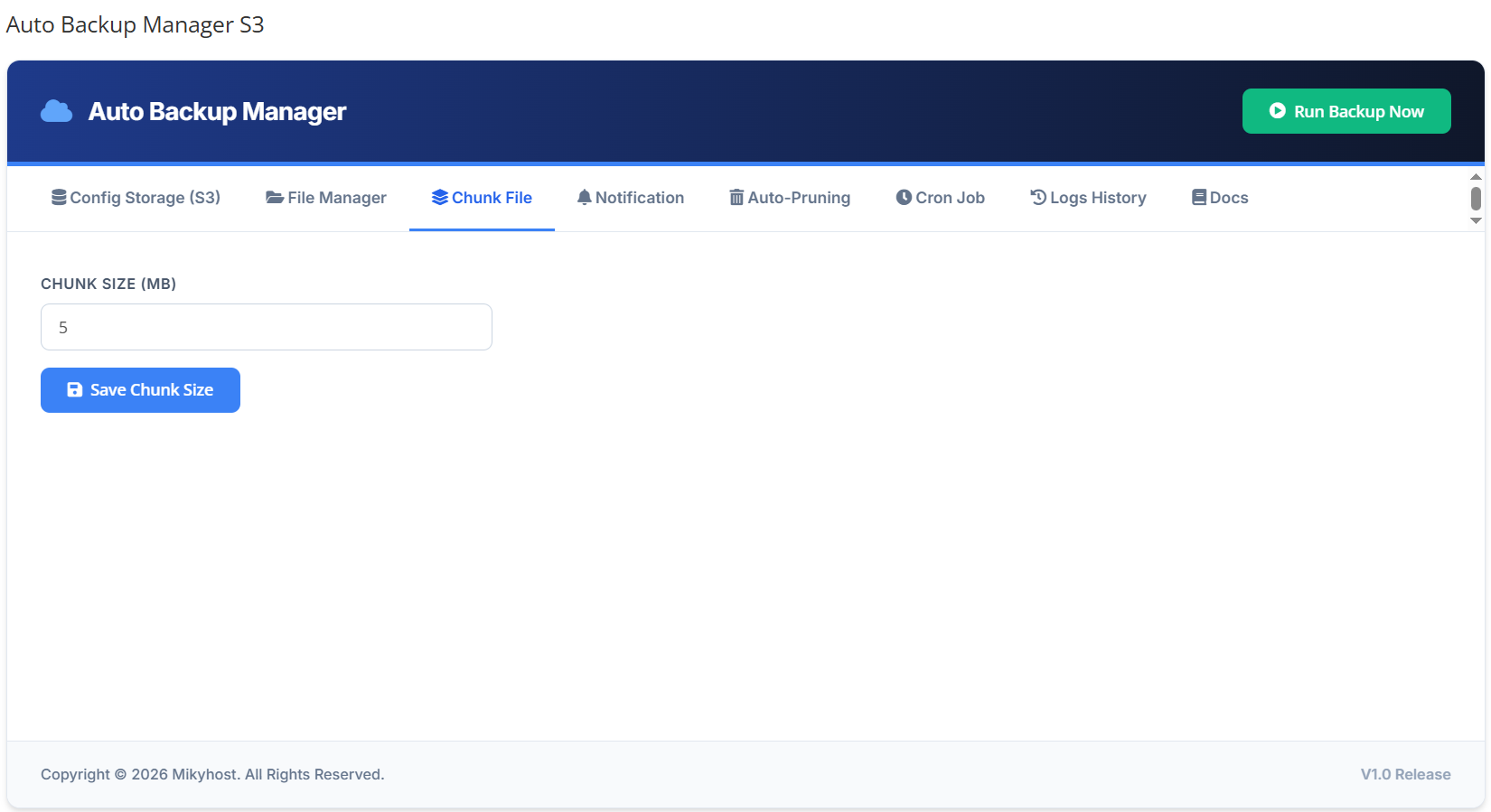 Modules Auto Backup Manager s3 WHMCS - Optimization of large file upload process.