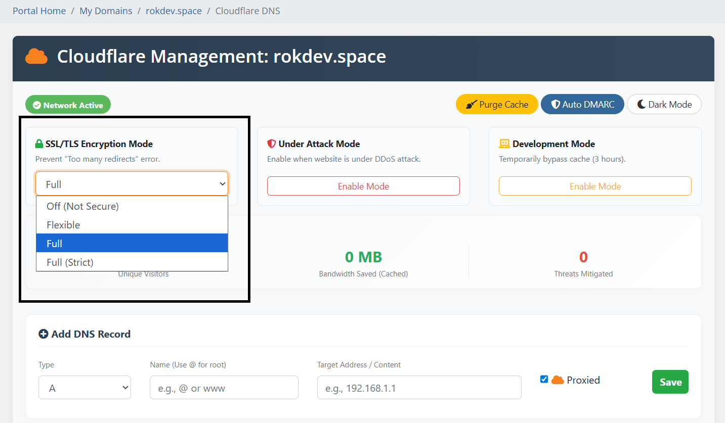 Modules Cloudflare DNS Pro WHMCS - Complete Encryption Control (SSL/TLS Mode) Without the Hassle