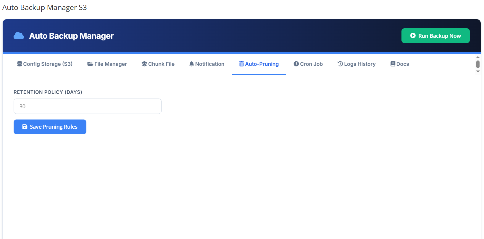 Modules Auto Backup Manager s3 WHMCS - Automatic retention management (automatic purge).