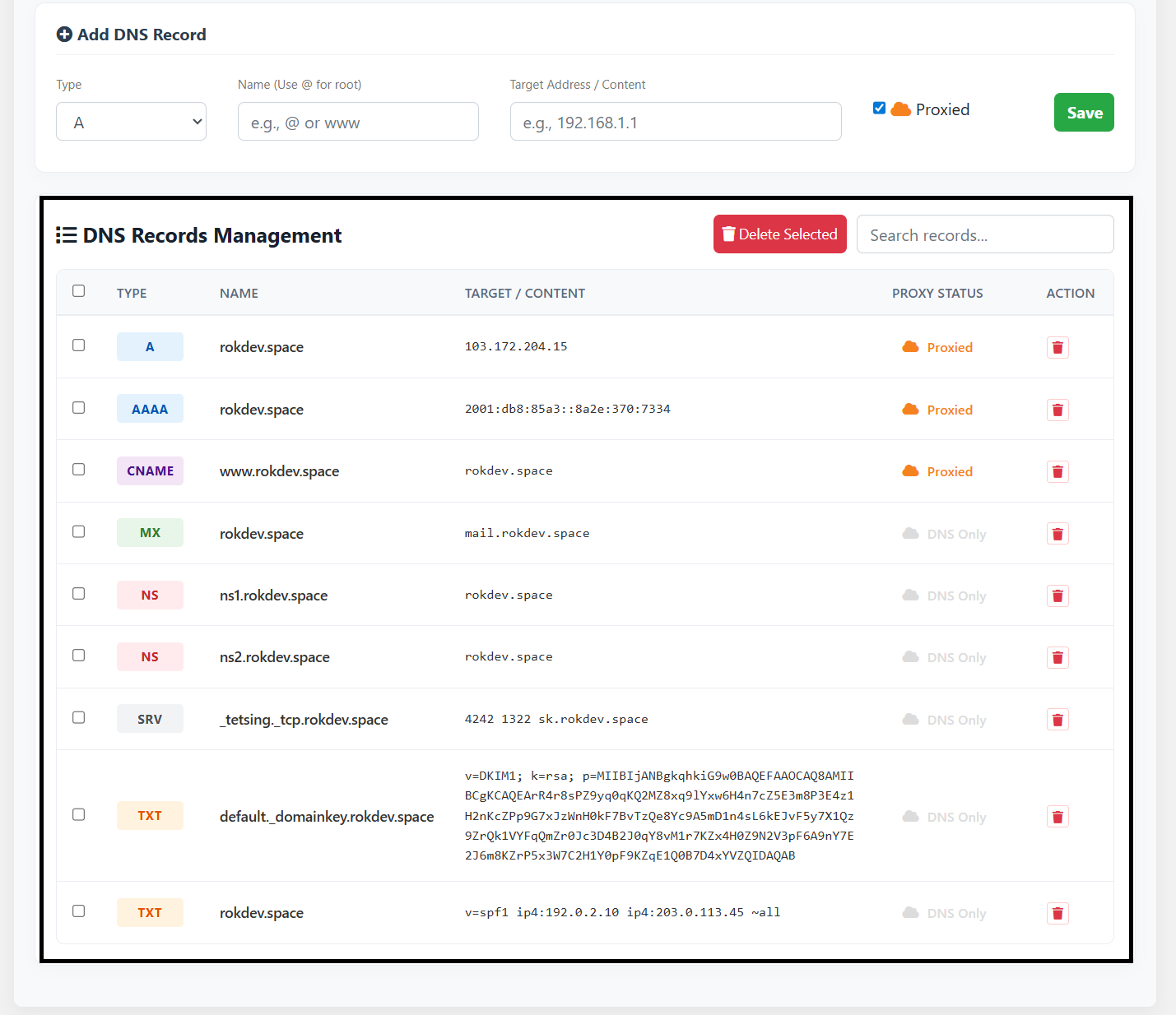 Modules Cloudflare DNS Pro WHMCS - Beautiful & Smart DNS Tables: Conquer Complex Configurations Without the Headache!